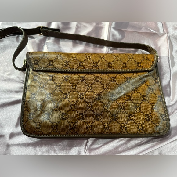 MORABITO Paris Women's Monogram Brown Leather Shoulder Handbag Purse Vintage - Picture 10 of 16